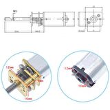 N20 6V DC 500 RPM M3x55 mm Mikro Metal Redüktörlü Uzun Şaftlı Motor