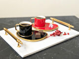 Doğal Mermer Tepsi Gold Kulp 25x35cm