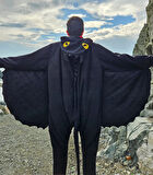 Dişsiz Ejderha Kostümü Yetişkin | Siyah Ejderha Pijama Tulum Kostüm