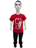 Atatürk Baskılı Kırmızı Tişört Siyah Pantolon Takım