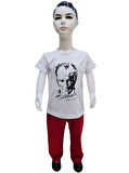 Atatürk Baskılı Beyaz Tişört Kırmızı Pantolon Takım