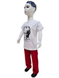 Atatürk Baskılı Beyaz Tişört Kırmızı Pantolon Takım