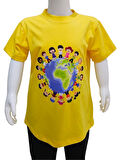 Dünya Çocukları Baskılı Sarı Tişört