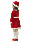 Kadife Kumaş Fiyonklu Noel Anne Kostümü