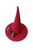 Cadı Şapkası Tül Detaylı Kırmızı