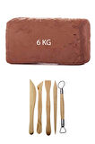 Kahve Çamur Kırmızı Kil Seramik Hamuru 6 kg Ebeşuar Seti Seramik Şekillendirme Seti