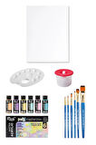 Mastermix Akrilik Boya Seti 60 Cc 6 Pastel Renk Tuval Seti 35x50 Tuval Boyama Seti Su Kabı Palet
