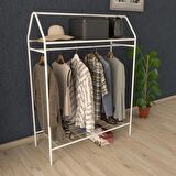 Home Hanger Beyaz Konfeksiyon Askısı Raflı Butik Askı Konsept Askılık