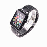 Apple Watch 38mm Uyumlu Mat Seramik Metal Kordon (Parlak Siyah)