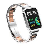 Xiaomi Redmi Watch 2 Lite Uyumlu Zore KRD-60 Metal Kordon (Gümüş-Rosegold)