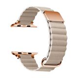 Apple Watch 38mm Uyumlu KRD-78 PU Deri Kordon Strap Kayış (Krem)