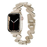 Apple Watch Uyumlu 7 45mm Kordon KRD-80 Metal Strap Kayış (Starlight) 