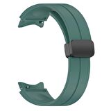 Samsung Galaxy Watch 5 44mm Uyumlu Zore KRD-84 Silikon Kordon (Koyu Yeşil)