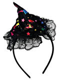 Halloween  Cadılar Bayramı Taç Mini Cadı Şapkası Tüllü Renkli Model Parti Aksesuarı