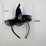Halloween  Cadılar Bayramı Taç Mini Cadı Şapkası Tüllü Renkli Model Parti Aksesuarı