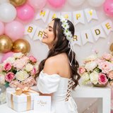 Çiçekli Kurdeleli Bride Taçı Bekarlığa Veda Parti Aksesuarı Çember Taç