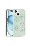 Apple iPhone 15 Uyumlu Kılıf Kabartma Figürlü Parlak Toys Silikon Kapak Açık Yeşil