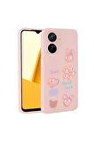 Vivo Y16 Uyumlu Kılıf Kabartma Figürlü Parlak Toys Silikon Kapak Pembe