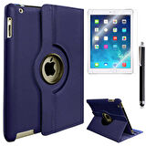Apple iPad 2/3/4 Uyumlu Uyumlu Tablet Kılıfı 360 Dönebilen Standlı Kılıf Lacivert