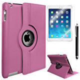 Apple iPad 2/3/4 Uyumlu Uyumlu Tablet Kılıfı 360 Dönebilen Standlı Kılıf Pembe Açık