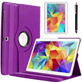 Samsung Galaxy Tab 4 10.1 T530 Uyumlu Tablet Kılıfı 360 Dönebilen Standlı Kılıf Mor