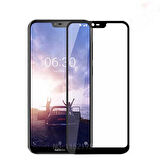 Nokia X6 Uyumlu Kenarları Kırılmaya Dayanıklı Cam Ekran Koruyucu Siyah