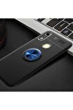 Huawei Honor 8A Uyumlu Kılıf Ravel Silikon Kapak Siyah-Mavi