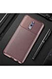 Oppo Reno Uyumlu Kılıf Negro Silikon Kapak Kahverengi