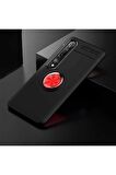 Xiaomi Mi 10 Uyumlu Kılıf Ravel Silikon Kapak Siyah-Kırmızı
