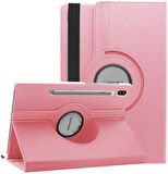 Samsung Galaxy Tab S7 Plus T970 Uyumlu Tablet Kılıfı 360 Dönebilen Standlı Kılıf Pembe