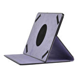 Unik Universal 10 İnç Uyumlu Tablet Kılıfı Dönebilen Standlı PU Suni Deri Kılıf Mor