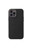 Apple iPhone 12 Pro Max Uyumlu Kılıf Leathersafe Wireless Kapak Siyah