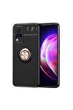 Vivo V21 Uyumlu Kılıf Ravel Silikon Kapak Siyah-Rose Gold