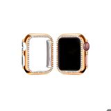 Apple Watch 40 Mm Uyumlu Kasa Koruyucu Taşlı Renkli Sert Pc 360 Tam Koruma Ekran Koruyucu Gard 05 Rose Gold