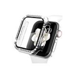 Apple Watch 42 Mm Uyumlu Kasa Koruyucu Taşlı Renkli Sert Pc 360 Tam Koruma Ekran Koruyucu Gard 05 Renksiz