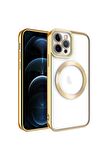 Apple iPhone 11 Pro Uyumlu Kılıf Magsafe Wireless Şarj Özellikli Setro Silikon Gold