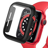 Apple Watch 41 Mm Uyumlu Kasa Ve Ekran Koruyucu Sert Silikon Renkli 360 Sert Pc Gard 07 Kırmızı