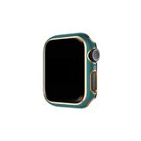 Apple Watch 38 Mm Uyumlu Kasa Koruyucu Renkli Şerit Tasarımlı Sert PC 360 Koruyucu Gard 06  Yeşil