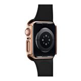 Apple Watch 38 Mm Uyumlu Kasa Koruyucu Renkli Şerit Tasarımlı Sert PC 360 Koruyucu Gard 06  Pembe