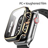 Apple Watch 38 Mm Uyumlu Kasa Koruyucu Renkli Şerit Tasarımlı Sert PC 360 Koruyucu Gard 06  Pembe