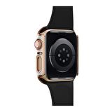Apple Watch 38 Mm Uyumlu Kasa Koruyucu Renkli Şerit Tasarımlı Sert PC 360 Koruyucu Gard 06  Beyaz