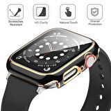 Apple Watch 45 Mm Uyumlu Kasa Koruyucu Renkli Şerit Tasarımlı Sert PC 360 Koruyucu Gard 06  Siyah