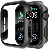 Apple Watch 40 Mm Uyumlu Kasa Ve Ekran Koruyucu Sert Silikon Renkli 360 Sert Pc Gard 07 Siyah