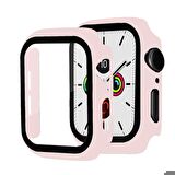 Apple Watch 44 Mm Uyumlu Kasa Ve Ekran Koruyucu Sert Silikon Renkli 360 Sert Pc Gard 07 Pembe