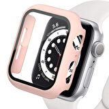 Apple Watch 44 Mm Uyumlu Kasa Ve Ekran Koruyucu Sert Silikon Renkli 360 Sert Pc Gard 07 Pembe