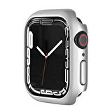 Apple Watch 45 Mm Uyumlu Kasa Ve Ekran Koruyucu Sert Silikon Renkli 360 Sert Pc Gard 07 Gümüş