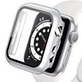 Apple Watch 45 Mm Uyumlu Kasa Ve Ekran Koruyucu Sert Silikon Renkli 360 Sert Pc Gard 07 Gümüş