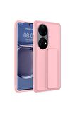 Huawei P50 Pro Uyumlu Kılıf Qstand Kapak Pembe
