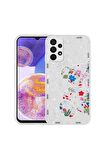 Samsung Galaxy A23 Uyumlu Kılıf Desenli Sert Silikon Mumila Kapak White Bear