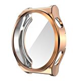 Huawei Watch GT 3 Pro 46 Mm Kasa Koruyucu Silikon Darbe Emici Koruma Silikon Ekran Koruyucu Gard 02 Rose Gold